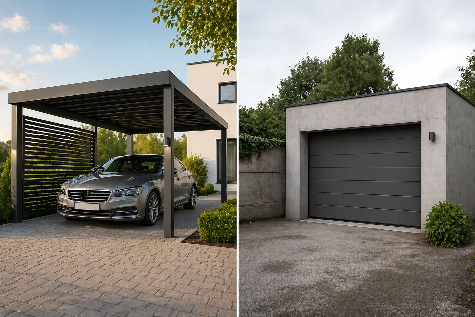 Alu-Carport vs. Betongarage: Warum Aluminium die klügere Wahl für Ihr Auto ist