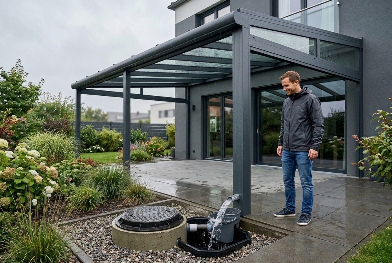 Regenwassernutzung mit Terrassendach: Von Rinne zur Zisterne
